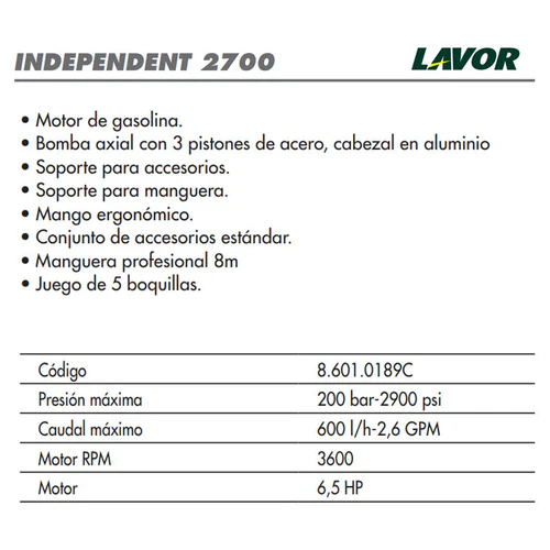 Hidrolavadora Independent 2700 LAVOR®